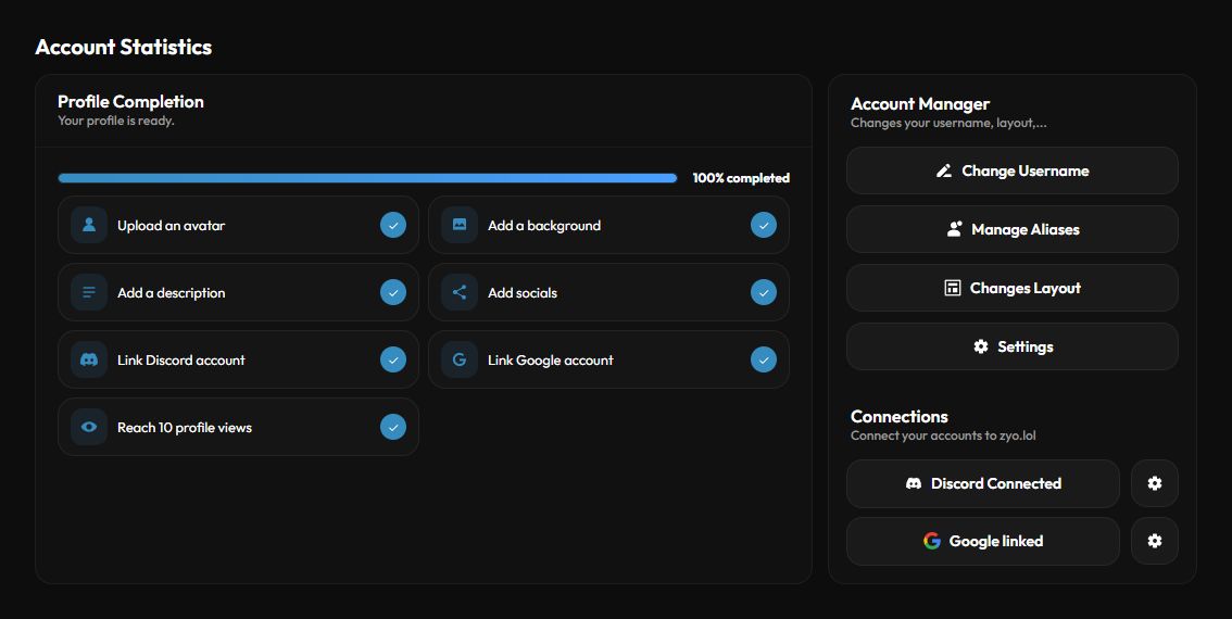 The Account Manager and Connections card