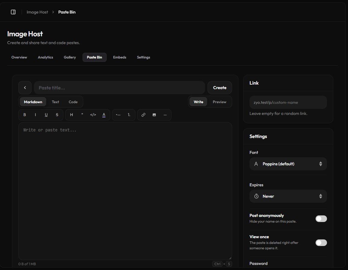 The paste editor