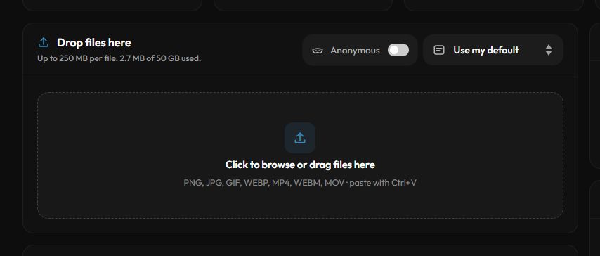 The upload box on the Image Host overview