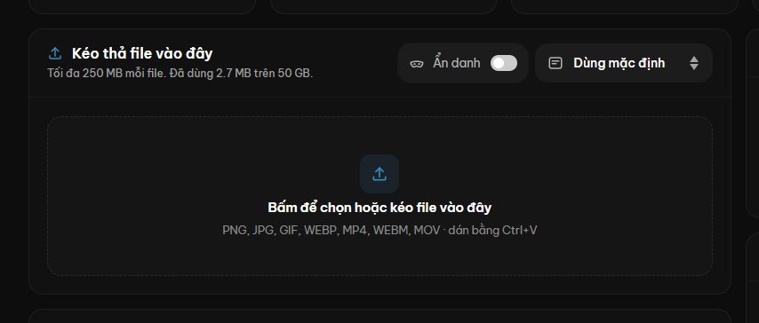 Ô tải lên ở tab Tổng quan của Image Host